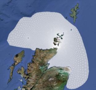 Mesh used for numerical simulation of the tidal stream power resource of the Pentland Firth Mesh used for numerical simulation of the tidal stream power resource of the Pentland Firth